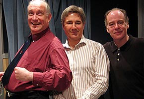 Geoffrey Perkins (centre) with Simon Jones and Geoffrey McGivern in 2005