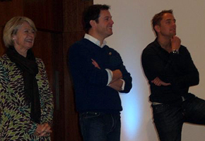 Tina Heath, Matt Baker and Simon Thomas waiting in the wings to join the charity auction